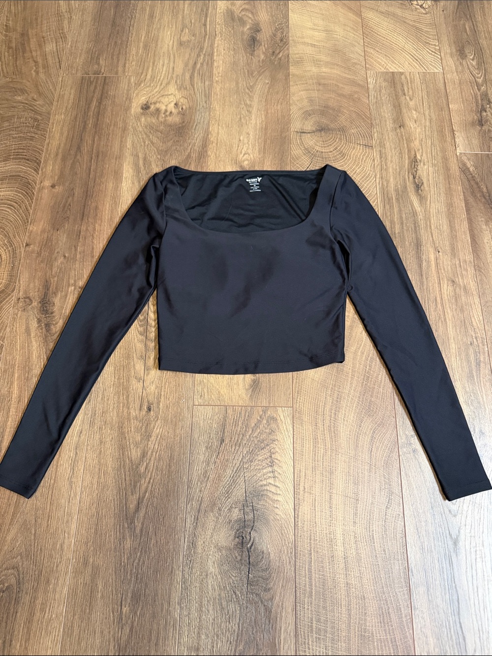 Like New Old Navy Black Long Sleeve Square Neck Crop Top XS